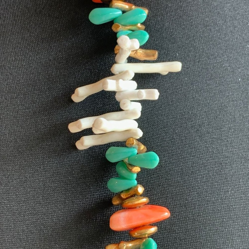 Signed Miriam Haskell White Pink Branch Coral Tur… - image 2